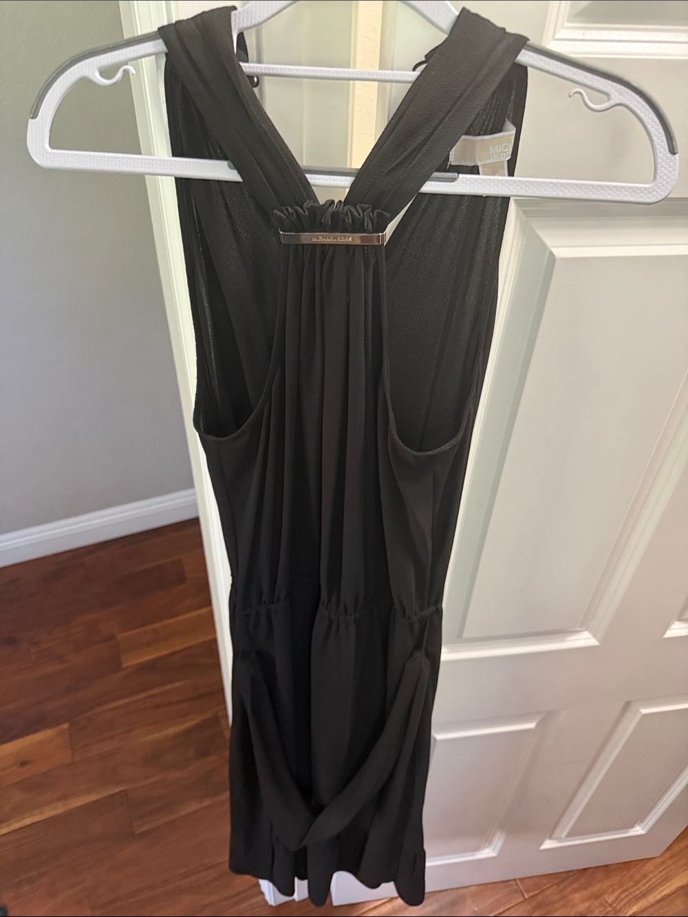 MICHAEL Michael Kors Black Backless Racerback Dress with Gold Accent